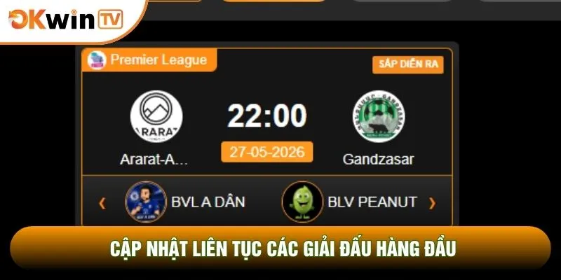Cập nhật liên tục các giải đấu hàng đầu